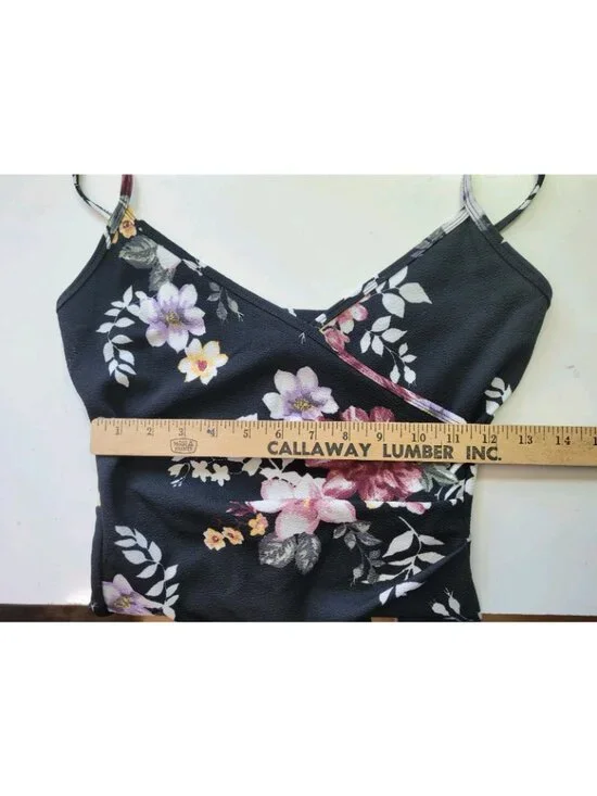 Womens Y2K Babydoll Asymmetric Fairy Grunge Romper Size S Black Floral Artsy - Picture 4 of 14